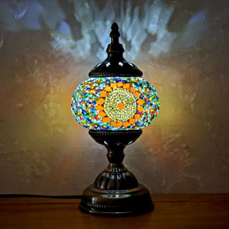Turkish Oblate Nachttischlampe Single-Bulb-Glasschifftischleuchte für das Restaurant