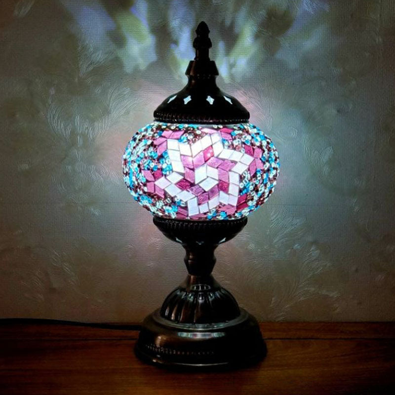 Turkish Oblate Nachttischlampe Single-Bulb-Glasschifftischleuchte für das Restaurant
