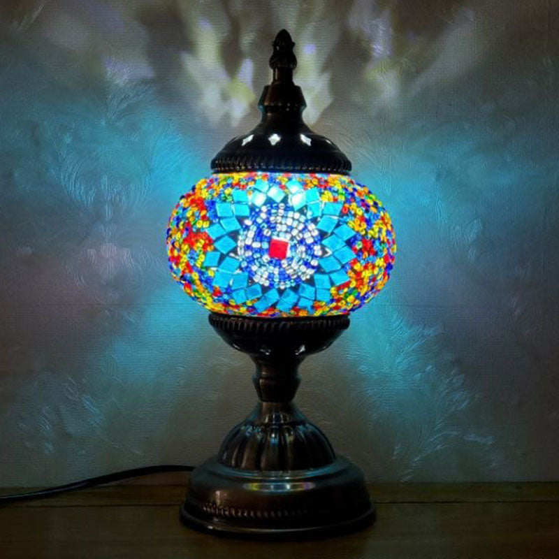 Turkish Oblate Nachttischlampe Single-Bulb-Glasschifftischleuchte für das Restaurant