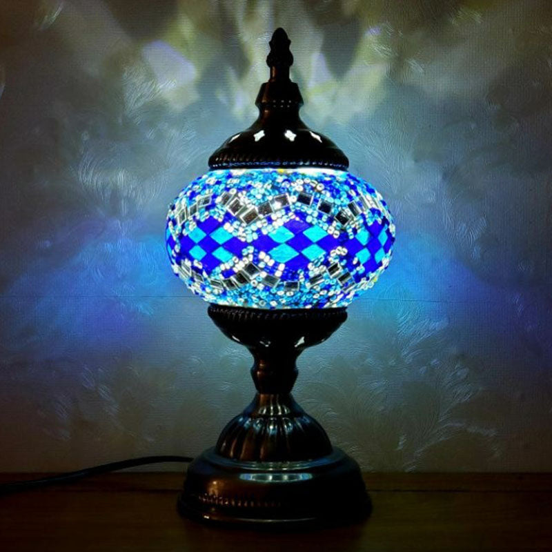 Turkish Oblate Nachttischlampe Single-Bulb-Glasschifftischleuchte für das Restaurant