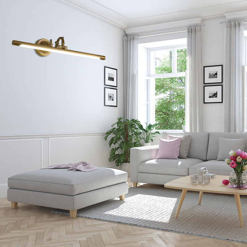 Rotatable Linear Vanity Mirror Light Metal Vintage Wall Mount Lighting in Antique Brass/Black, 14"/18"/23" W