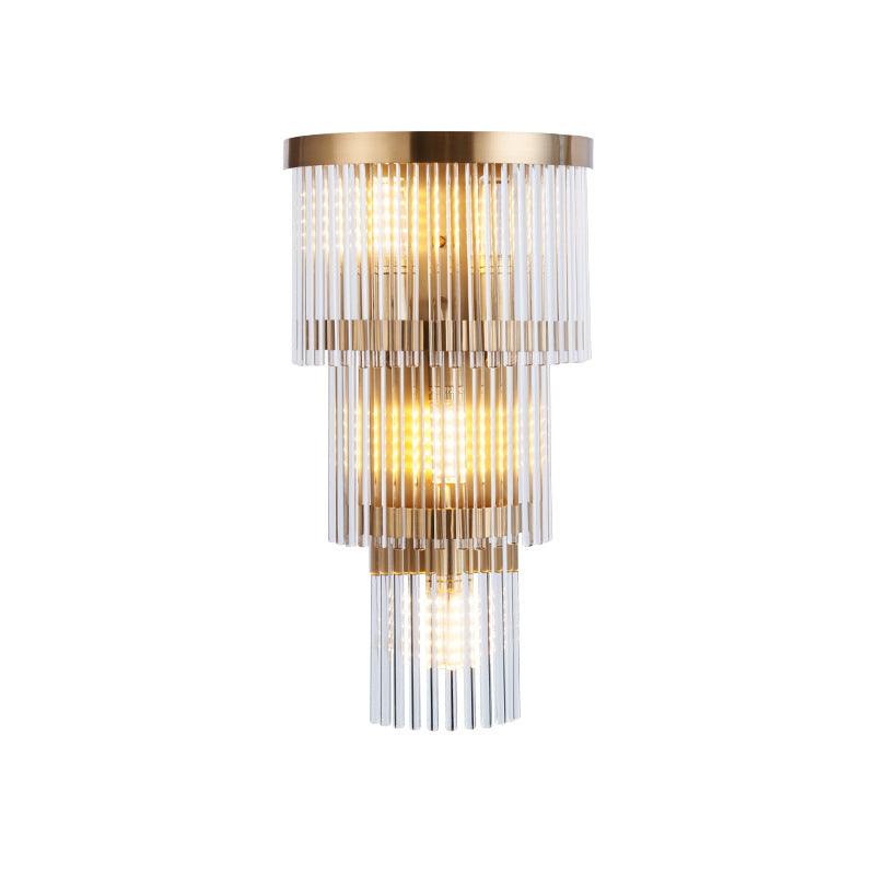 Tiered Sconce Light Modern Crystal Rod 2/3 Lights Gold Wall Mounted Light for Dining Room