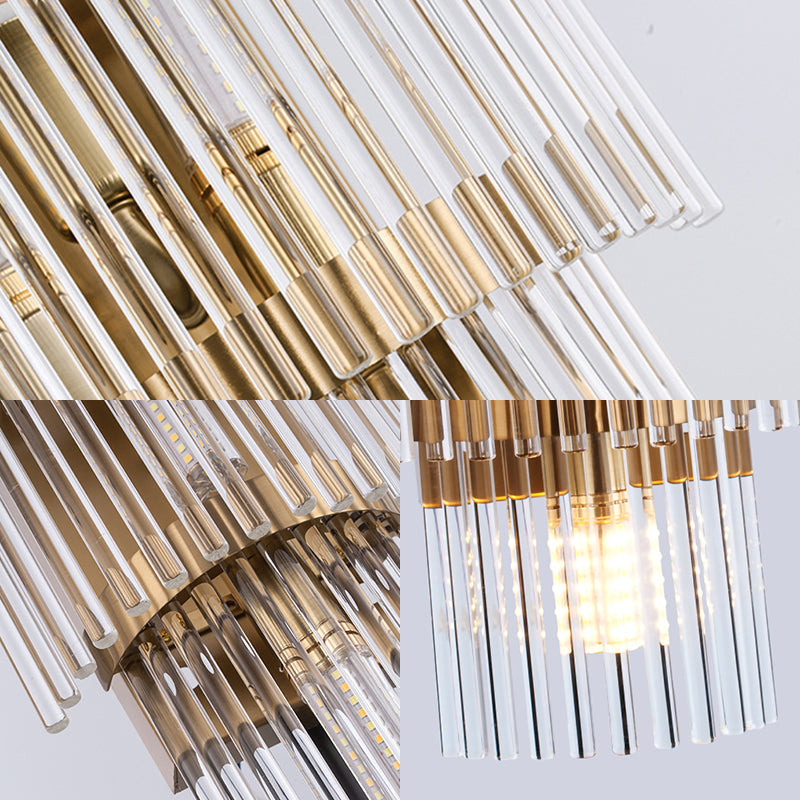 Tiered Sconce Light Modern Crystal Rod 2/3 Lights Gold Wall Mounted Light for Dining Room