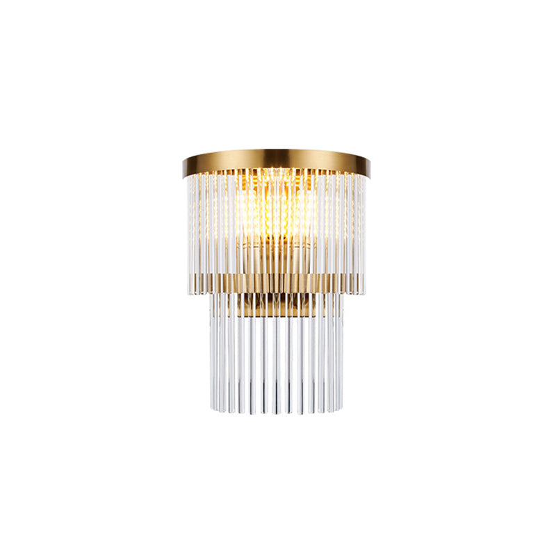 Tiered Sconce Light Modern Crystal Rod 2/3 Lights Gold Wall Mounted Light for Dining Room