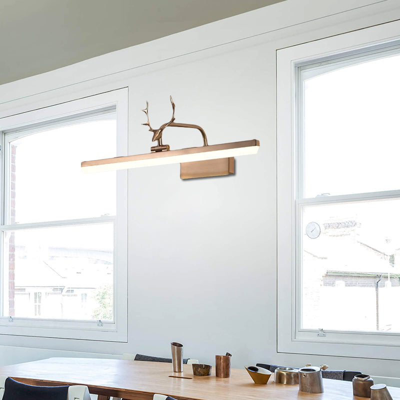 16 "/22"/28 "W RECTANGLE Vanity Mirror Light con corna moderno moderno illuminazione a parete in acrilico in nero/oro/bianco