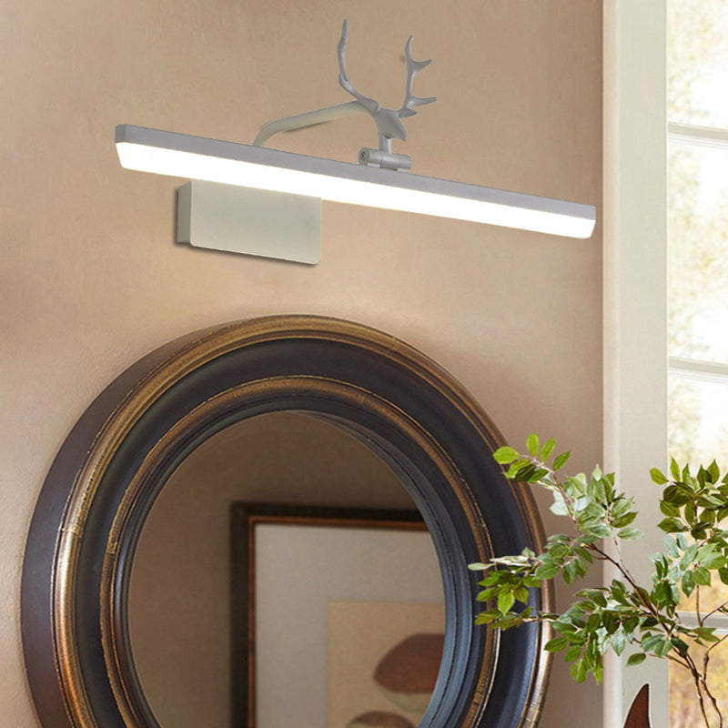 16 "/ 22" / 28 "W rectangle Mirror Vanité Lumière avec un éclairage mural acrylique moderne rotatif en bois en noir / or / blanc