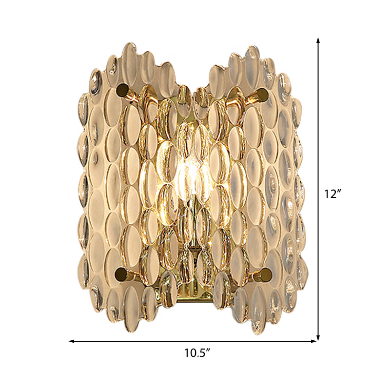 Oval Shaped Wall Lamp Contemporary Clear Crystal 1 Bulb Corridor Wall Light Fixture in Gold
