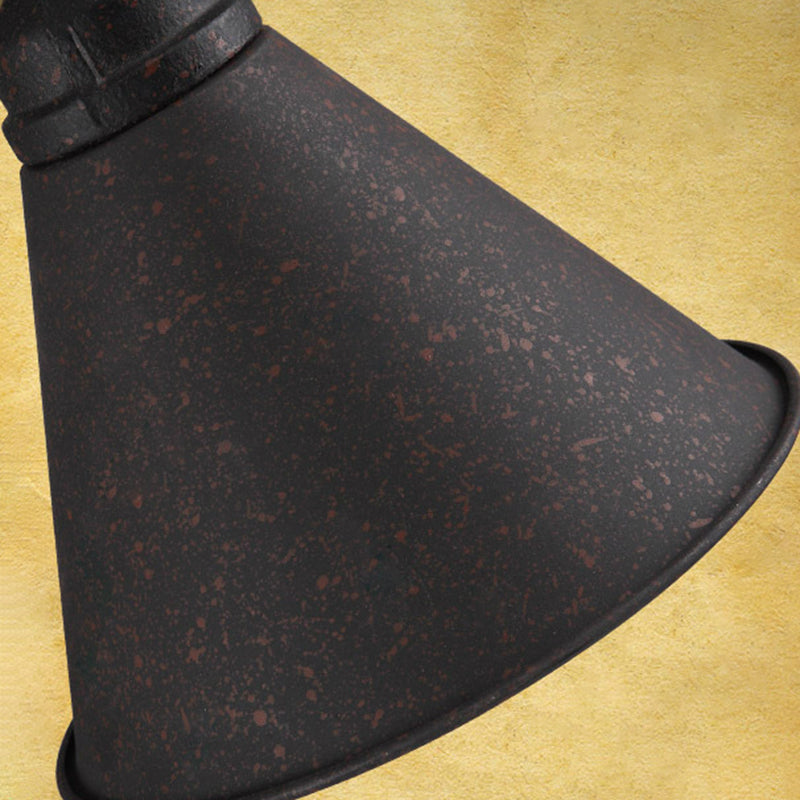 Vintage Conical Wall Light Fixture Single-Bulb Iron Wall Mounted Lamp with Water Pipe in Rust