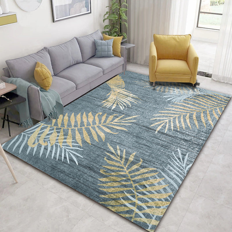 Nordic Home Decoration Rug Multi Colored Plant Pattern Indoor Rug Polyster Easy Care Pet Friendly Washable Rug