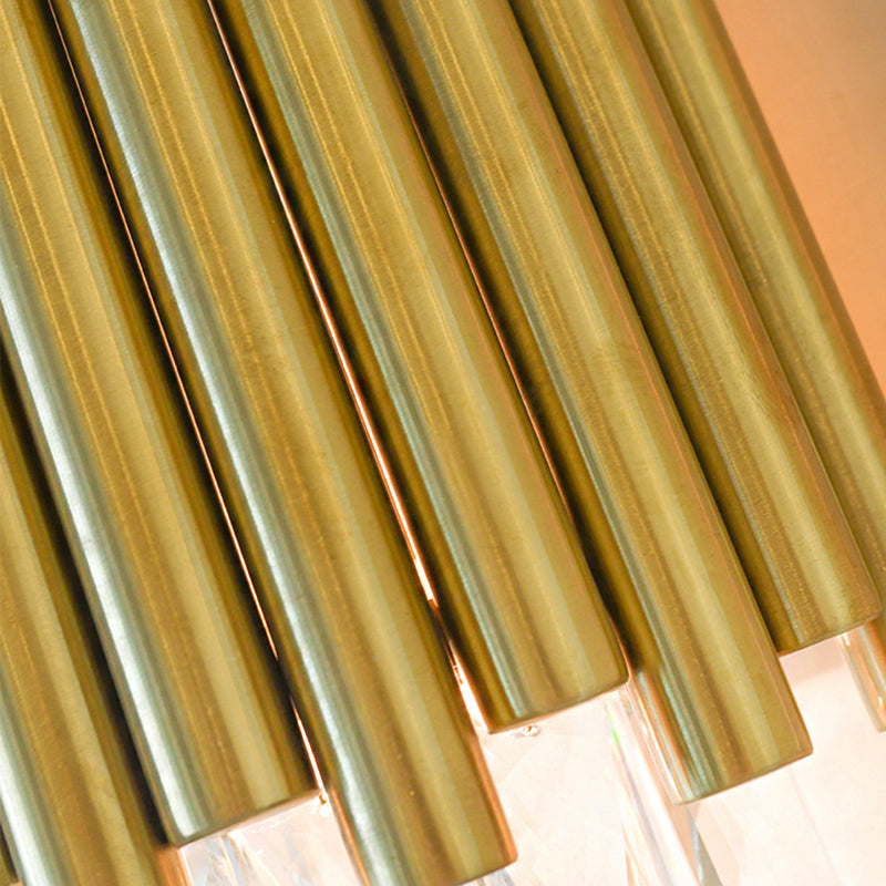 Clear Faceted Crystal Wall Mounted Lighting Modernist 1 Light Brass Wall Light for Living Room