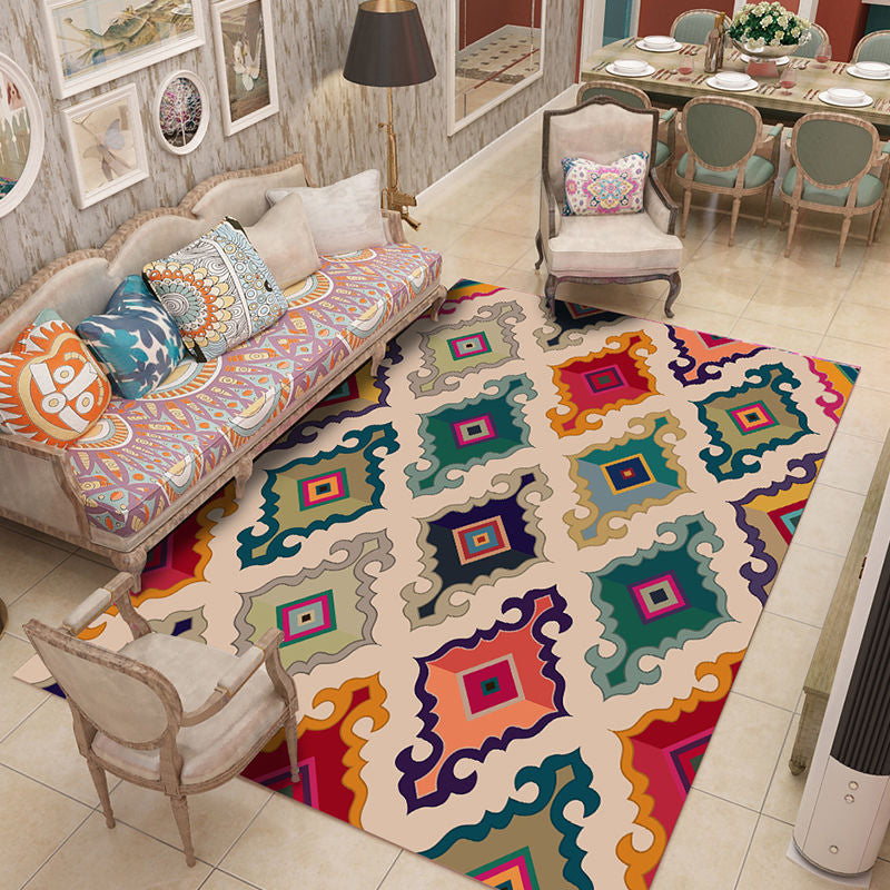 Cute Kids Room Rug Multi-Color Animal Pattern Rug Synthetics Anti-Slip Backing Easy Care Carpet