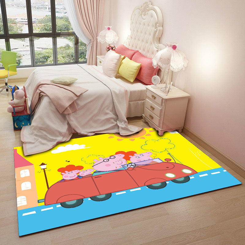 Cute Kids Room Rug Multi-Color Animal Pattern Rug Synthetics Anti-Slip Backing Easy Care Carpet