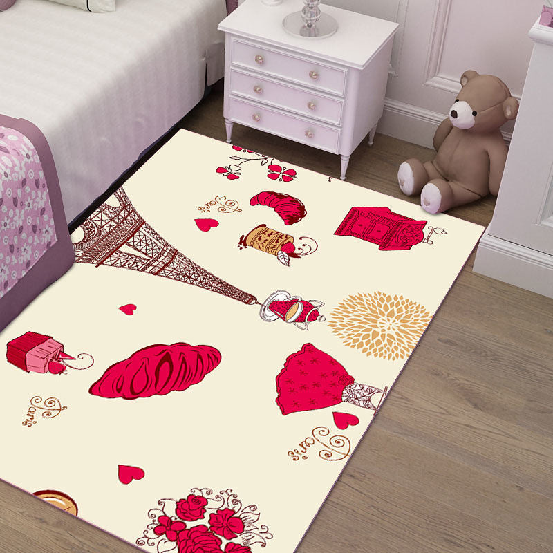 Cute Kids Room Rug Multi-Color Animal Pattern Rug Synthetics Anti-Slip Backing Easy Care Carpet