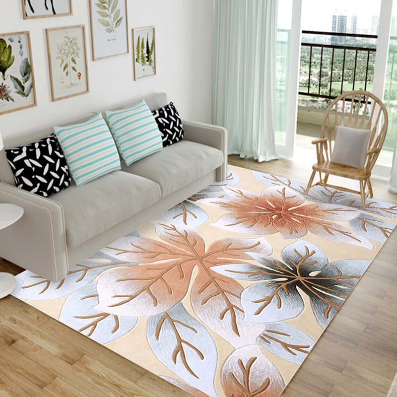 Multi Colored Chinese Rug Polyster Plant Printed Carpet Machine Washable Stain-Resistant Indoor Rug for Parlor