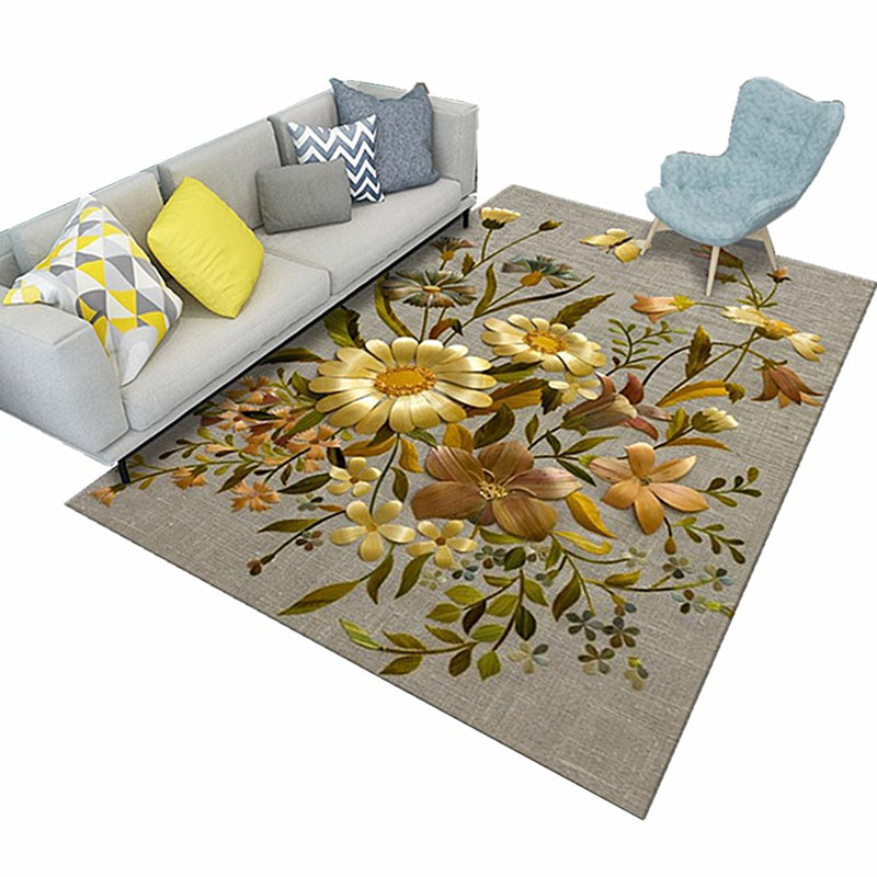 Modern Floral Pattern Rug Multi-Color Polyster Indoor Rug Pet Friendly Stain-Resistant Carpet for Childrens Bedroom