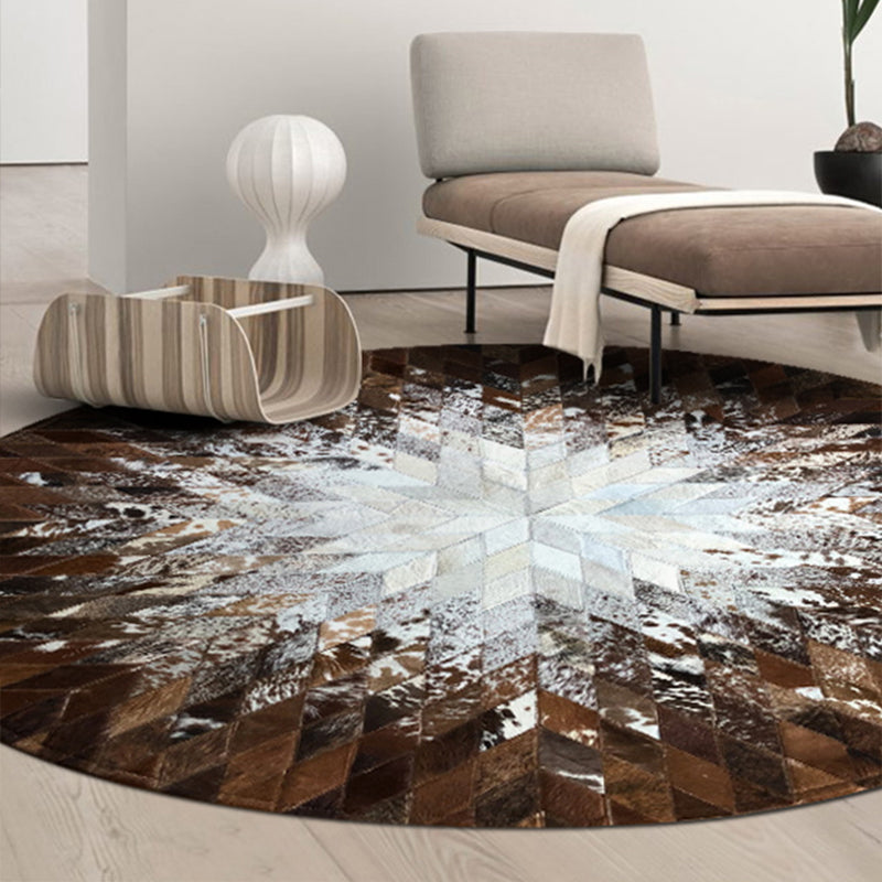 Western Geometric Print Rug Multi Color Cowhide Area Rug Pet Friendly Easy Care Carpet for Living Room