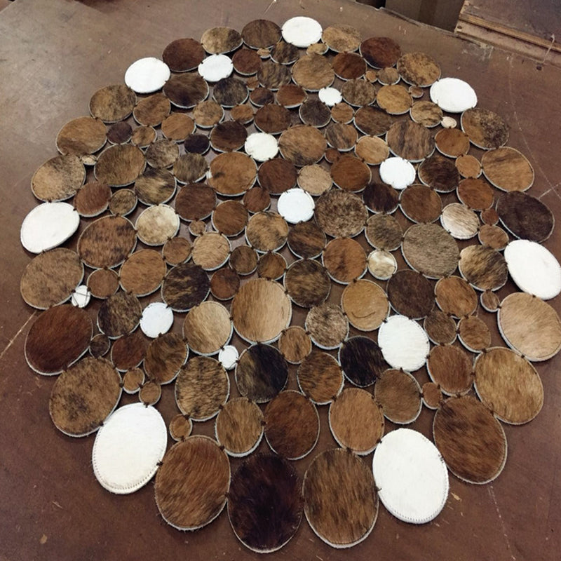 Modern Living Room Rug Multicolor Geo Patterned Rug Cowhide Pet Friendly Stain-Resistant Carpet