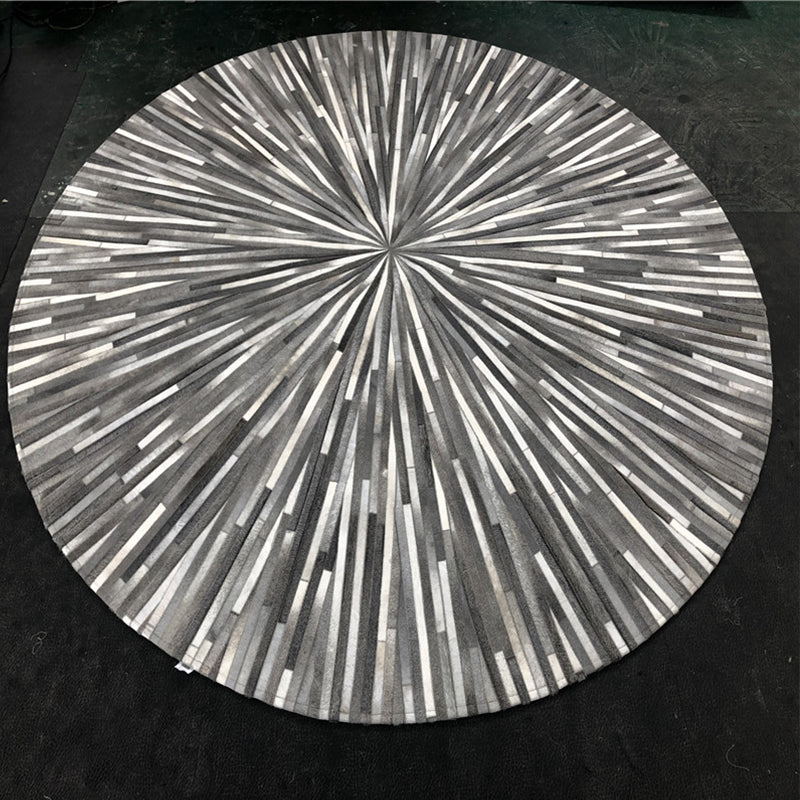 Modern Living Room Rug Multicolor Geo Patterned Rug Cowhide Pet Friendly Stain-Resistant Carpet