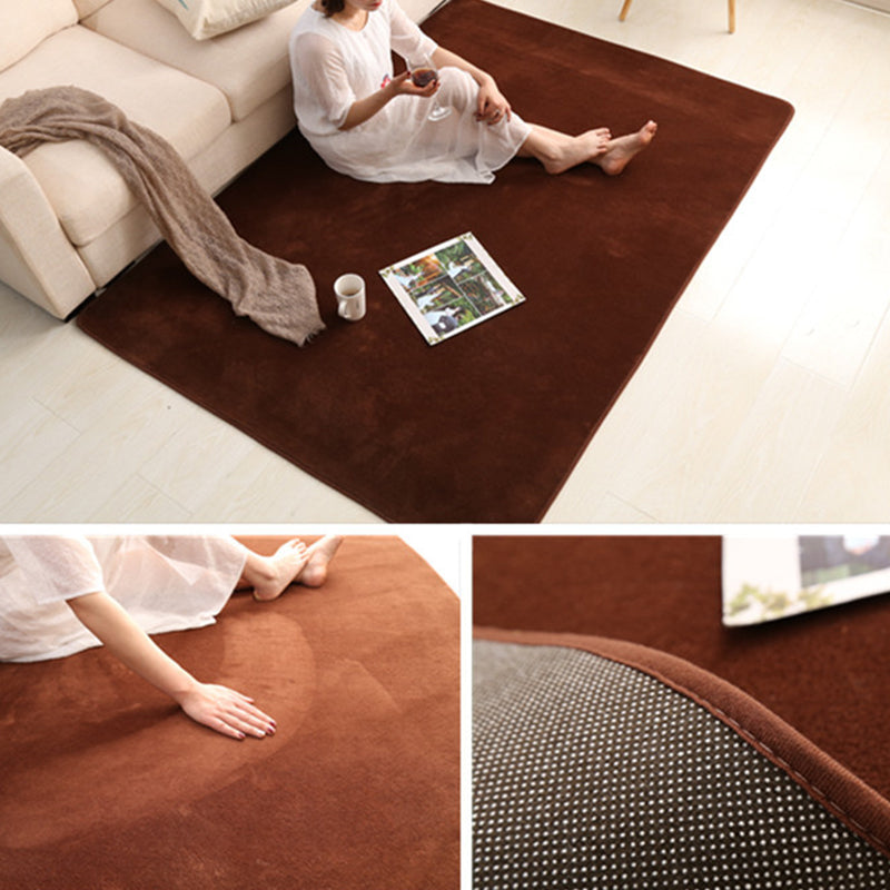 Simple Multi Color Plain Rug Polyster Relaxing Area Carpet Non-Slip Easy Care Washable Indoor Rug for Parlor