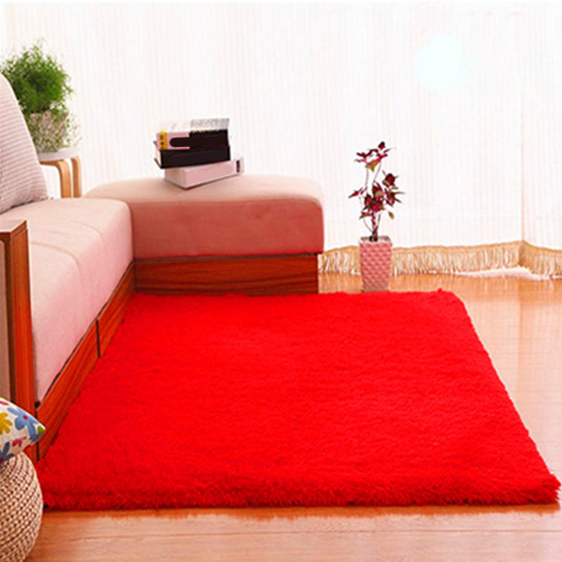 Simple Multi Color Plain Rug Cotton Comfort Area Carpet Non-Slip Backing Pet Friendly Rug for Bedroom