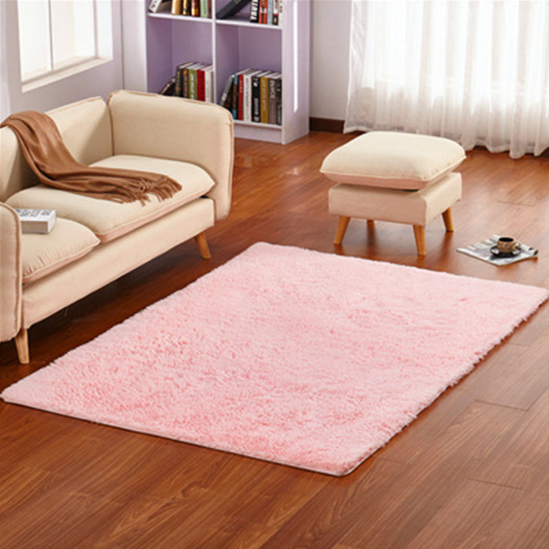 Simple Multi Color Plain Rug Cotton Comfort Area Carpet Non-Slip Backing Pet Friendly Rug for Bedroom