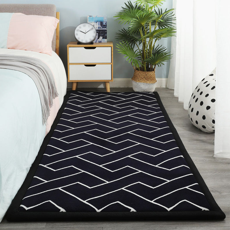Contemporary Bedroom Rug Multi Color Solid Area Carpet Polyster Pet Friendly Anti-Slip Backing Rug