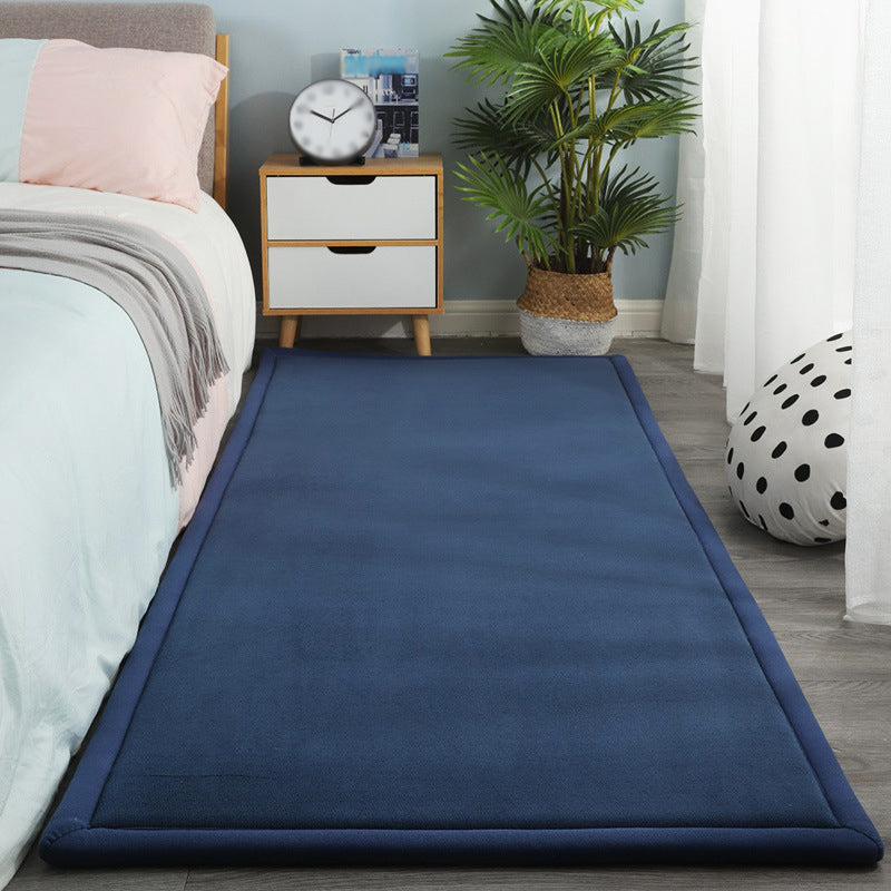 Contemporary Bedroom Rug Multi Color Solid Area Carpet Polyster Pet Friendly Anti-Slip Backing Rug