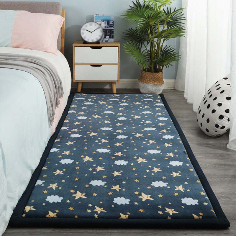 Contemporary Bedroom Rug Multi Color Solid Area Carpet Polyster Pet Friendly Anti-Slip Backing Rug