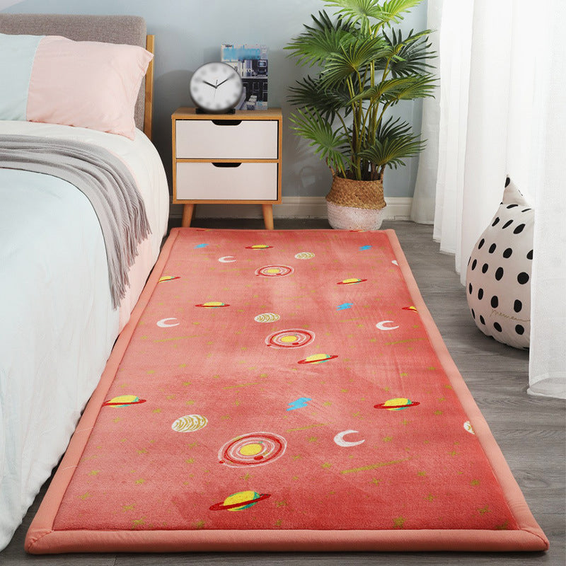 Contemporary Bedroom Rug Multi Color Solid Area Carpet Polyster Pet Friendly Anti-Slip Backing Rug