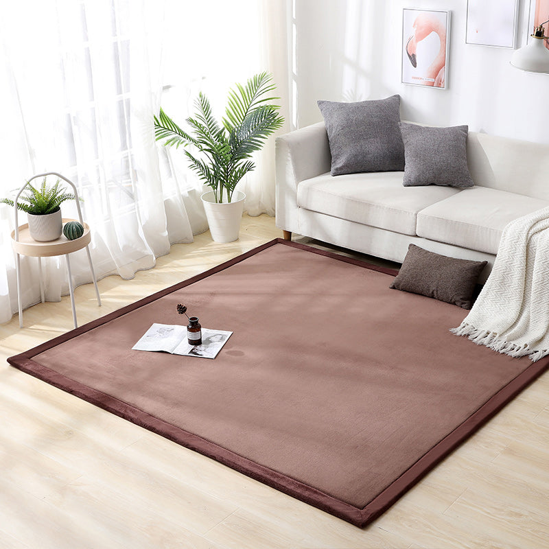 Simplicity Solid Color Rug Multi Colored Polypropylene Area Rug Easy Care Washable Non-Slip Carpet for Bedroom