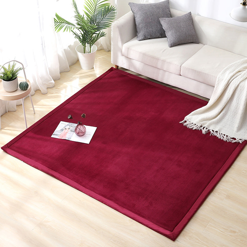 Simplicity Solid Color Rug Multi Colored Polypropylene Area Rug Easy Care Washable Non-Slip Carpet for Bedroom