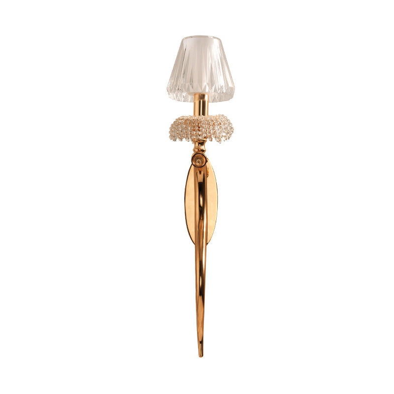 Acrilico conico a parete Light Sconce Contemporary Style 1 Bulb Finitura in ottone Montaggio parete Light con accento di cristallo chiaro