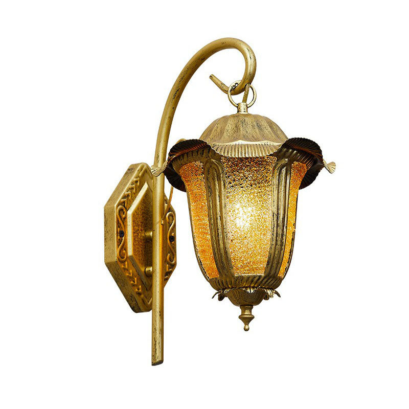 1 Head Wall Mount Light Moroccan Bell Iron Wall Light Fixture in Brass for Living Room