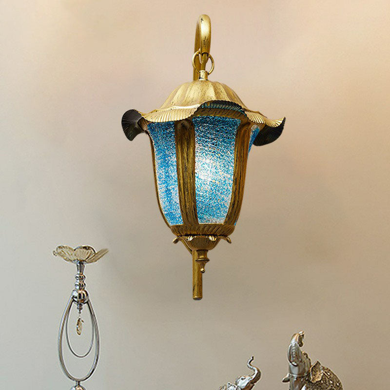 Marokkanische Glockenwandleuchte Ein-Bulb-Metallmauer-Lampe im Seeblau