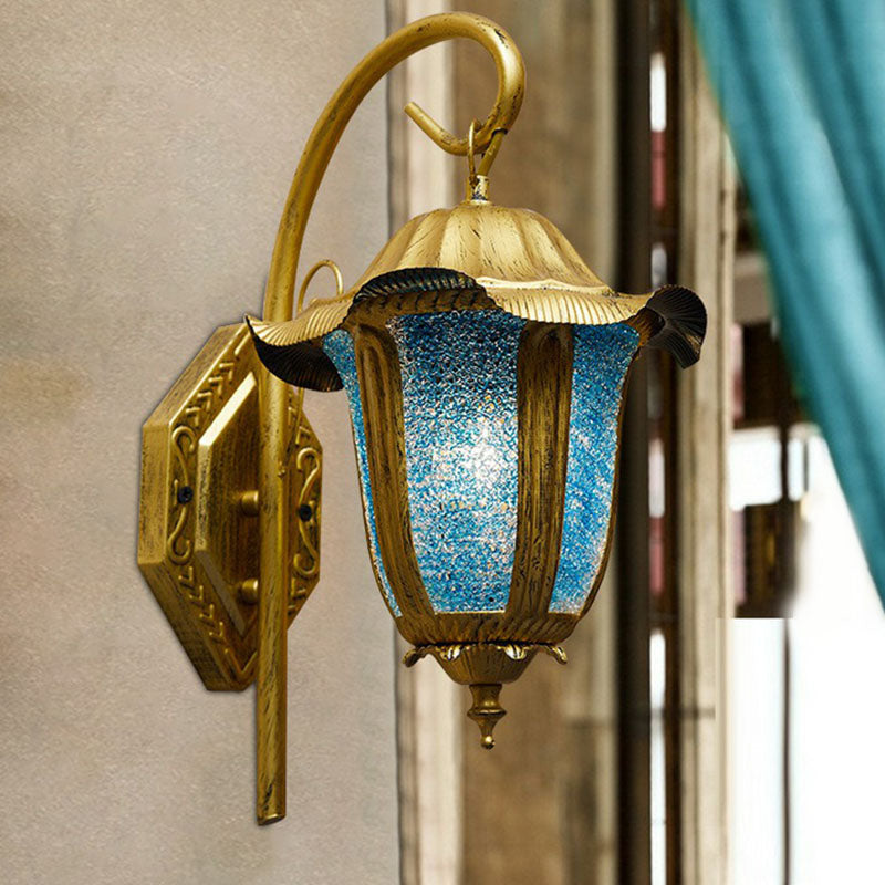 Marokkanische Glockenwandleuchte Ein-Bulb-Metallmauer-Lampe im Seeblau