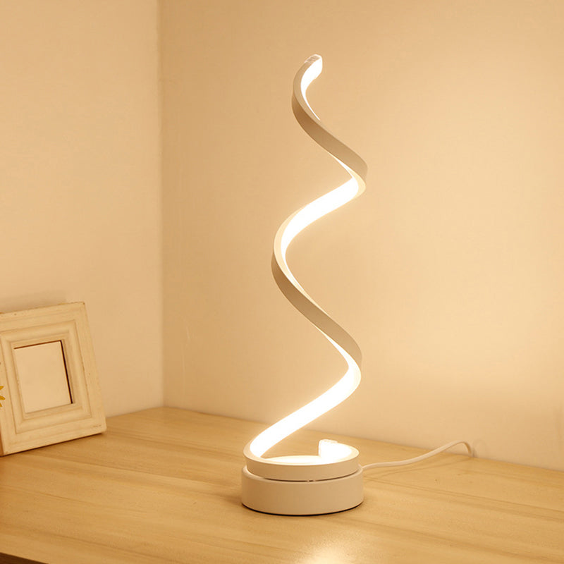 Lámpara de noche en forma de espiral Lámina de mesa acrílica contemporánea iluminación de mesa LED