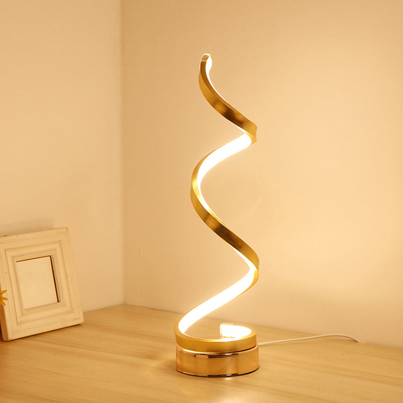 Lámpara de noche en forma de espiral Lámina de mesa acrílica contemporánea iluminación de mesa LED