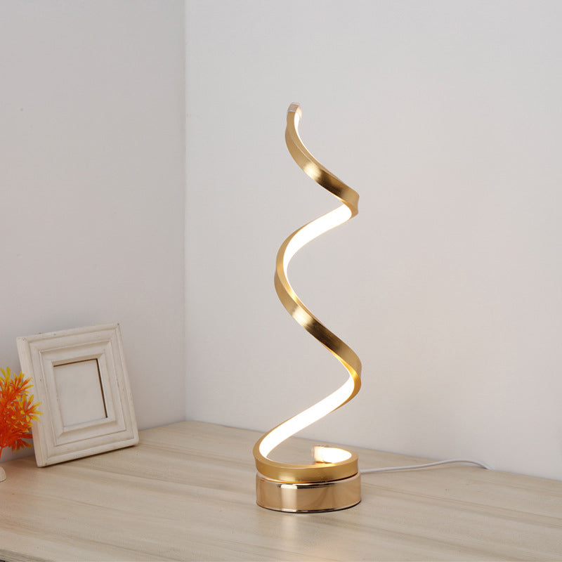 Lámpara de noche en forma de espiral Lámina de mesa acrílica contemporánea iluminación de mesa LED