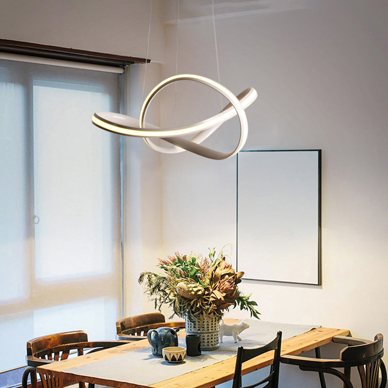 Moderne naadloze Curve LED-plafondverlichting metallic eetkamer kroonluchter licht in lichtgrijs wit