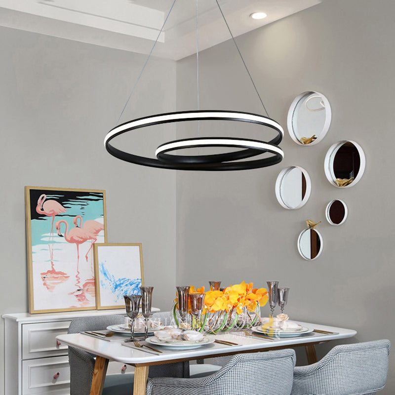 Metallic naadloze curve kroonluchter verlichting minimalistisch LED -hanglamp voor eetkamer