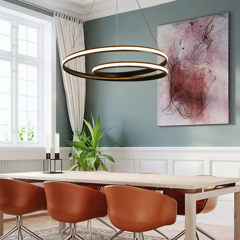 Metallic naadloze curve kroonluchter verlichting minimalistisch LED -hanglamp voor eetkamer
