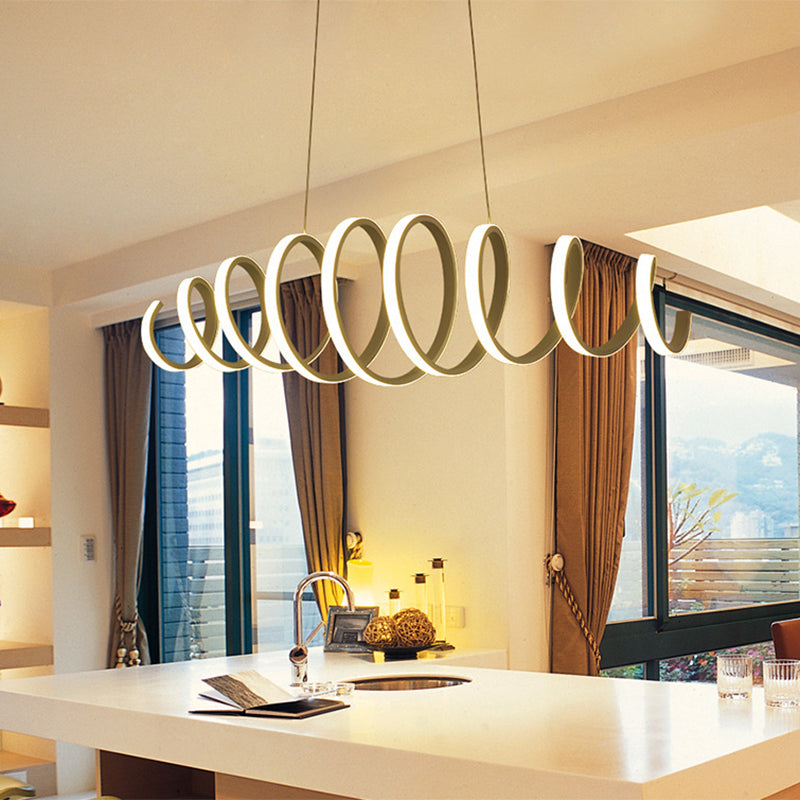 Lumo a spirale a sospensione Luce contemporanea sala da pranzo acrilico LED LED LUCE in bianco