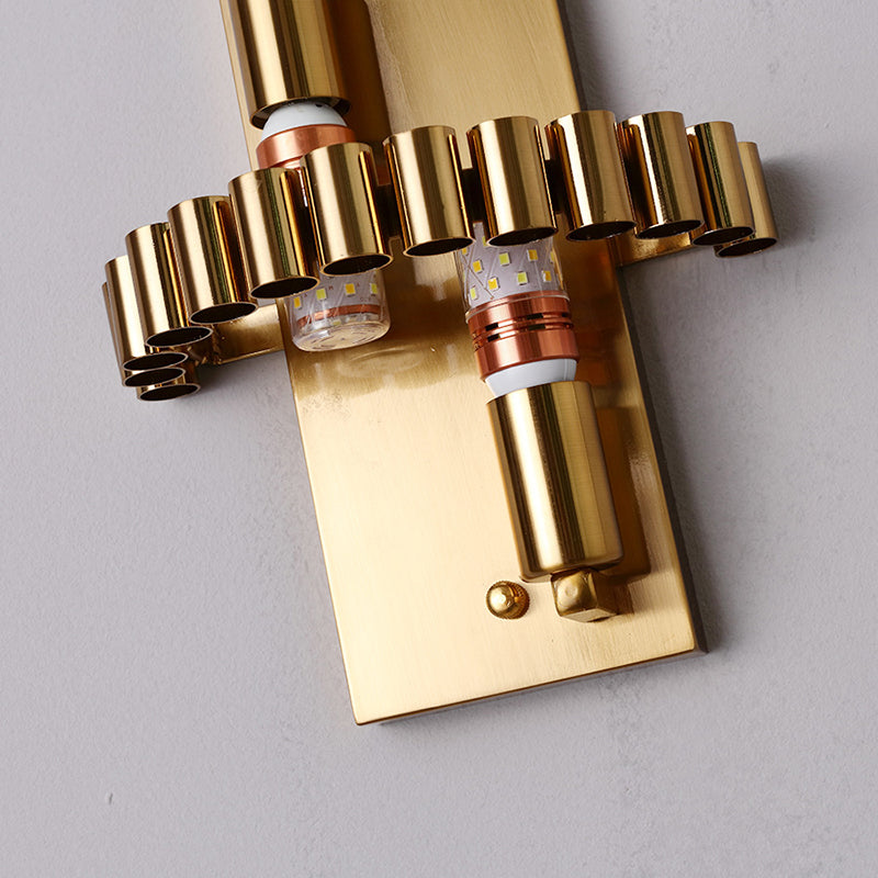 Cilinder Clear Crystal Sconce Lighting Modernism Stijlvol 2 Lichten Goud afwerking Wandlicht voor woonkamer