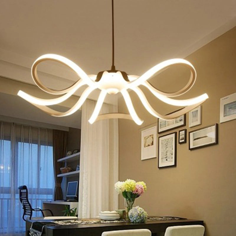 Flower Chandelier Lighting Minimalist Acrylic Restaurant LED Pendant Light in White