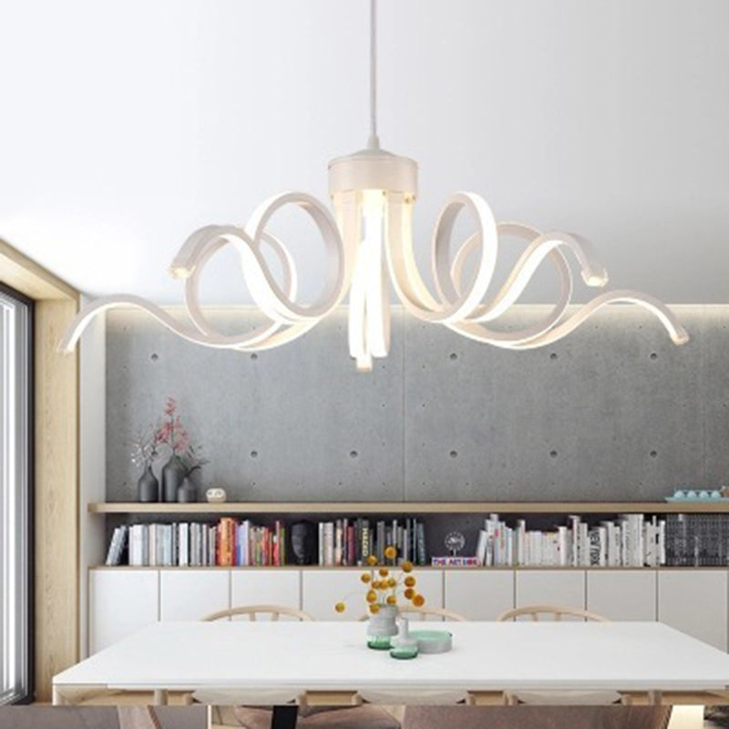 Flower Chandelier Lighting Minimalist Acrylic Restaurant LED Pendant Light in White