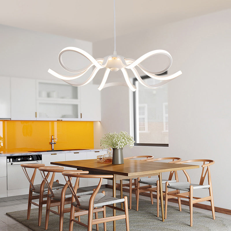Flower Chandelier Lighting Minimalist Acrylic Restaurant LED Pendant Light in White
