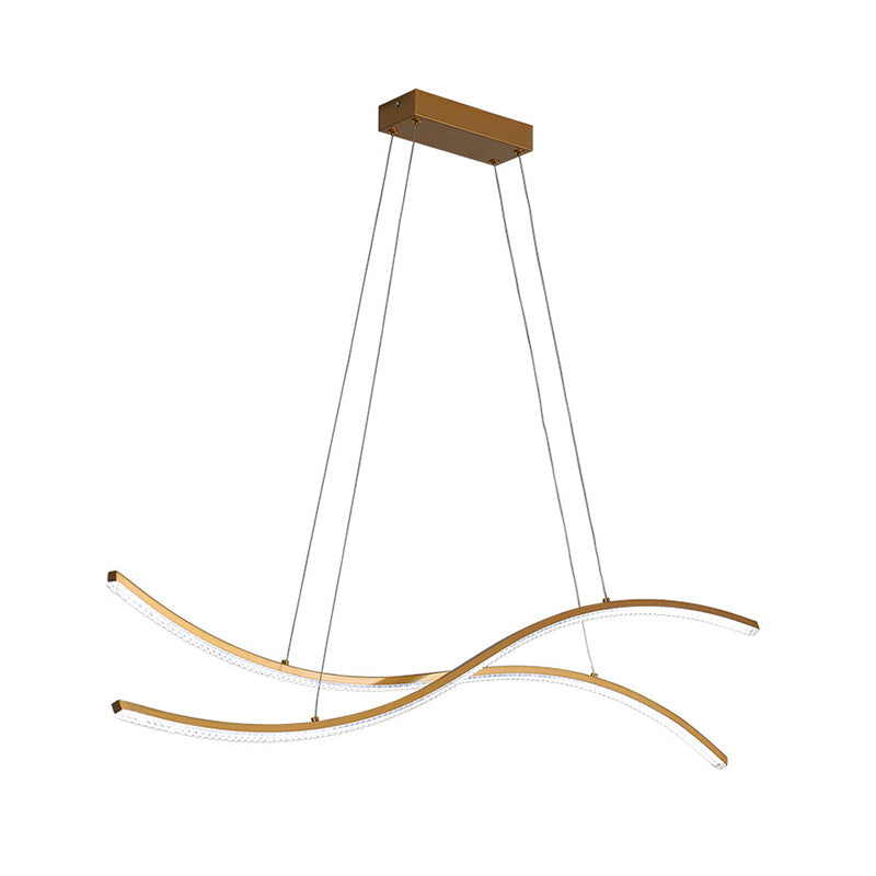 Waving Restaurant LED Hanging Light Improfonga Metallic Minimalist Island Affermazione in oro