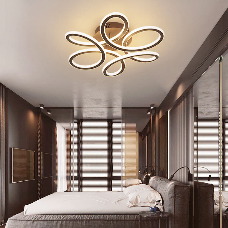 Acrylic Flower Shaped LED Semi Flush Light Simplicity Ceiling Flush Mount for Bedroom