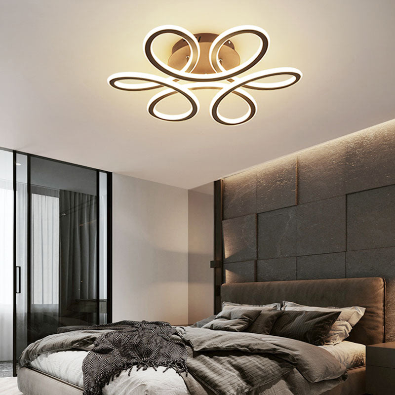 Acrylic Flower Shaped LED Semi Flush Light Simplicity Ceiling Flush Mount for Bedroom