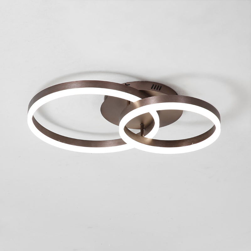 Simplicity Ellipse Flush Mount Light Acrylic Living Room LED Semi Flush Ceiling Light in Coffee